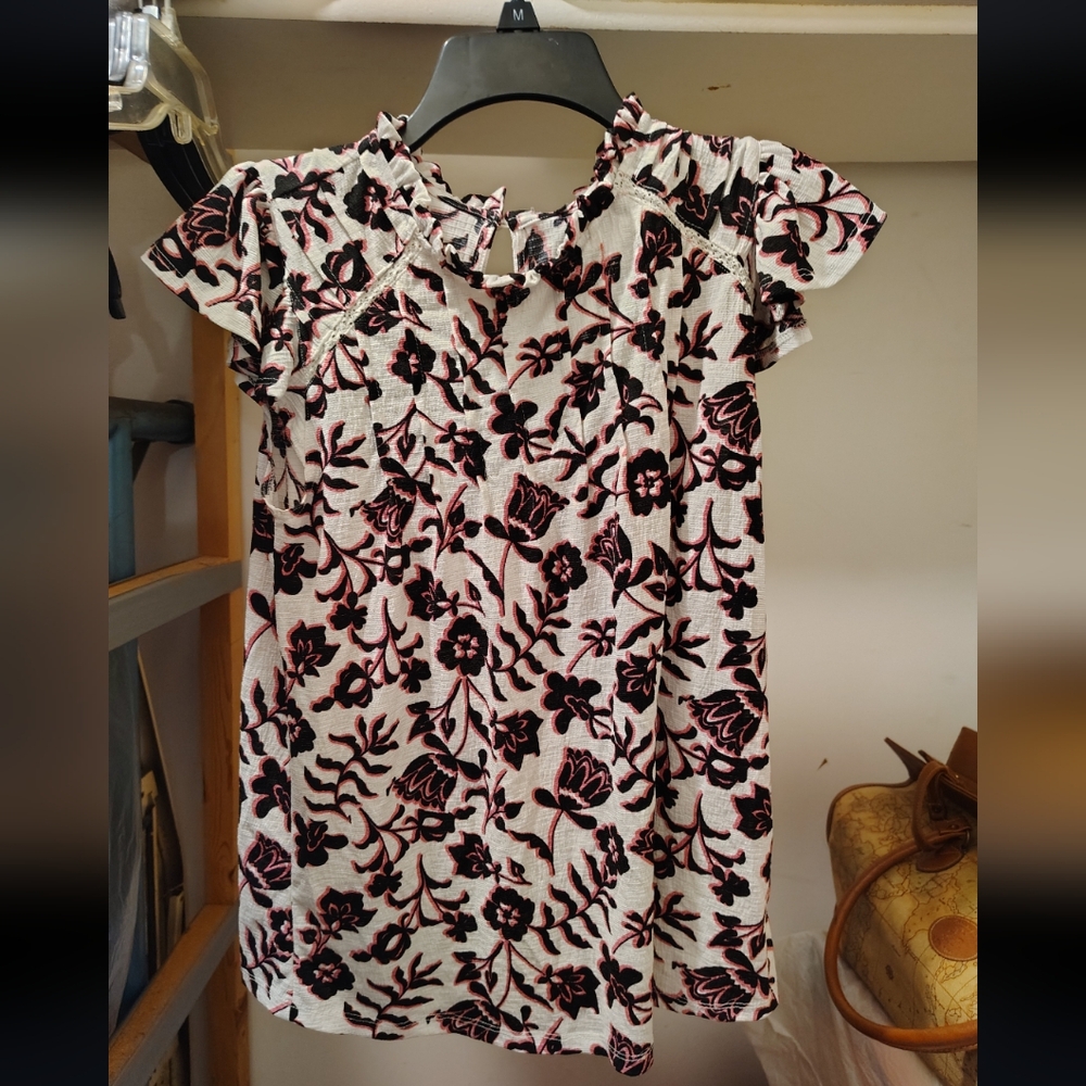 Floral Print Short Sleeve Blouse